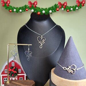 Stainless Steel "Faith" Heart Jewelry‎ Set (NWOT)
